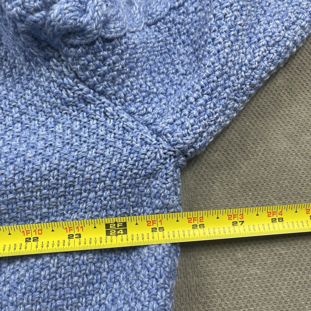 Aran Sweater Market Sweater Womens XXL Blue Cable Knit Full Zip Hooded 100% Wool - Picture 6 of 9